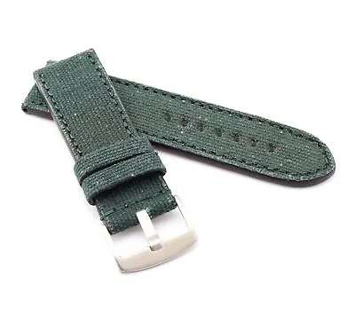 Marino Parallel : Canvas & Leather Watch Strap GREEN 24mm 26mm • £35