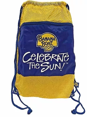 VTG Banana Boat Celebrate The Sun Drawstring Backpack Zipper Pocket 14  X 18  • $5.90