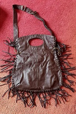 £9.99 • Buy Revolution Brown Leather Fringe Tassels Crossbody Shoulder Bag