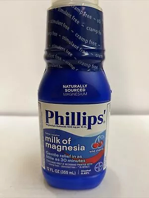 Phillips Milk Of Magnesia Wild Cherry 12 Oz. EXP 01/2026 • $13.99