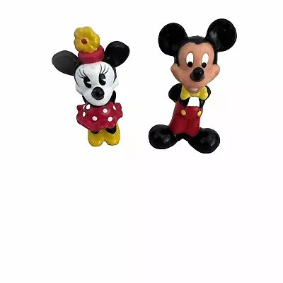 Lot Of 2 Vintage Disney Mickey And Minnie Mouse 2  PVC Cake Topper Figures • $13