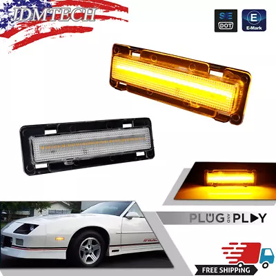 2X Clear Lens Amber Full LED Front Side Marker Lights For 1982-1992 Chevy Camaro • $17.79