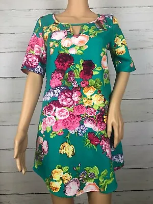 The VINTAGE Shop Floral Shift Dress Size XS S Cut Out Neck Style No Size Tag S25 • $18