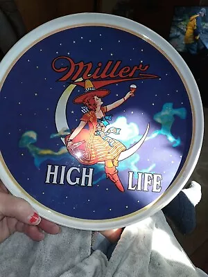 Vintage Miller High Life Beer Girl And Moon Plastic Serving Tray. • $40