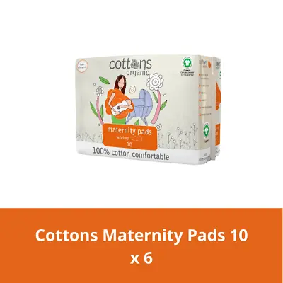 Cottons Organic Maternity Sanitary Pads With Wings Pack Of 10 X 6  60 Pads • £29.99