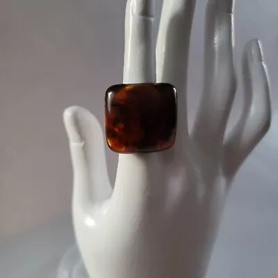 Vtg Brown Marbled Lucite Bubble Dome Ring Size 5.5 • $29.99