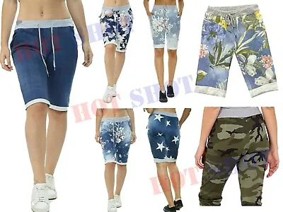 £6.99 • Buy Women Ladies Italian Floral Shorts Plain Rose Printed Turn Up Summer Beach Pants
