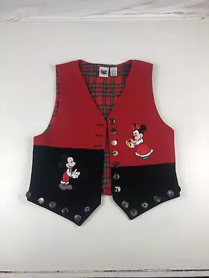 Disney Catalog Vtg Mickey Minnie Christmas Wool Blend Sweater Vest Woman’s Sz M • $29.95