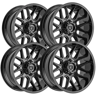 (Set Of 4) Gear 771B Magnus 20x10 5x5.5 /5x150 -25mm Gloss Black Wheels Rims • $1143.96