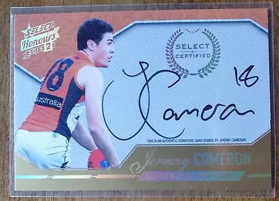 2015 AFL Select Certified Signature Card Jeremy Cameron GWS Giants Geelong  • $8.50