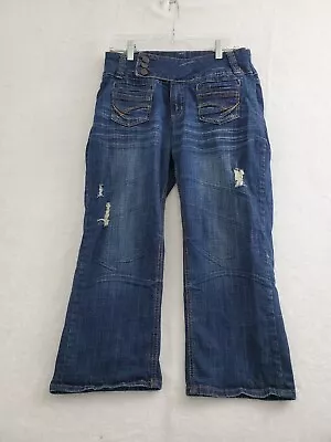 H2J Production Womens Jeans 17/18 Dark Wash Blue Denim Cropped Mid Rise Straight • $9.99