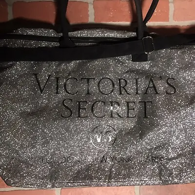 Victoria's Secret Silver Glitter Overnight Tote Bag. • $26