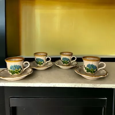 Vintage Mikasa Garden Club Tea Coffee Mug Cup Saucer Bells Of Blue Set Of 4 • $19.99