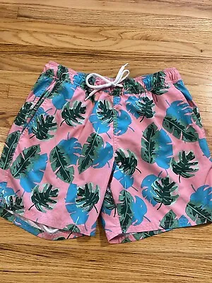 J.Crew Flex Swimwear Mens Pink Floral Plants Swim Trunks Mesh Liner READ • $14.99