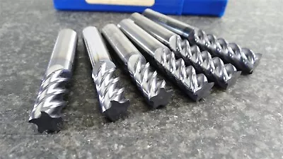 6 Nice! Prof. Regrind Solid Carbide 5 Fl Flat Bottom End Mills 27/64  & 7/16   • $12.50