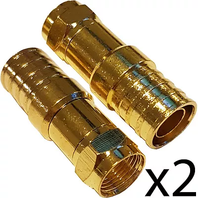 2x PRO Outdoor CT125 WF125 F Type Male Hex Crimp Connector Plug Thick Coax Cable • £4.99