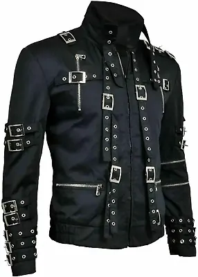 Men's Michael Jackson Bad Concert King Of Pop Black Cotton Belted Daily Jacket • $38