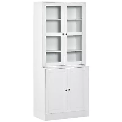 HOMCOM Modern Bookcase Display Storage Cabinet W/ Doors Adjustable Shelves • £172.99