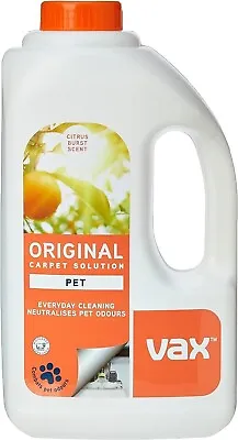 Vax Pet Carpet Cleaner Solution Shampoo Original Citrus Burst Scent 1.5L • £12.79