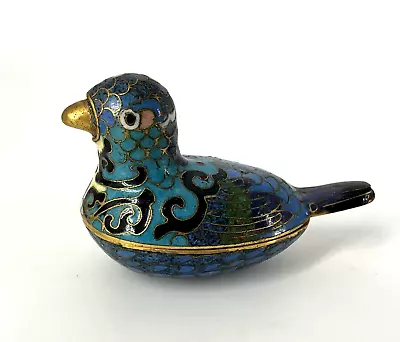 Cloisonné' Enamel Brass Bird Duck Figure Trinket Pill Box Vintage • $15