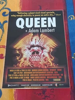 QUEEN - Australia 2018 Tour - ADAM LAMBERT - Laminated Promotional Tour Poster • $15.95