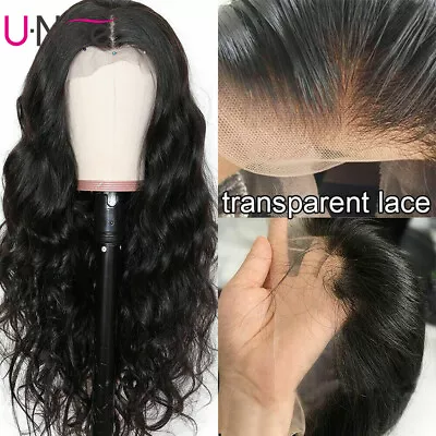 UNice Mongolian Body Wave HD Transparent Lace Frontal Human Hair Wig 180%Density • $184.37