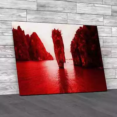 James Bond Island Panorama Thailand Red Canvas Print Large Picture Wall Art • £14.95