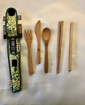Bamboo Utensils NWT “To Go” Ware Carabiner On Case A+ Stocking Stuffer • $12
