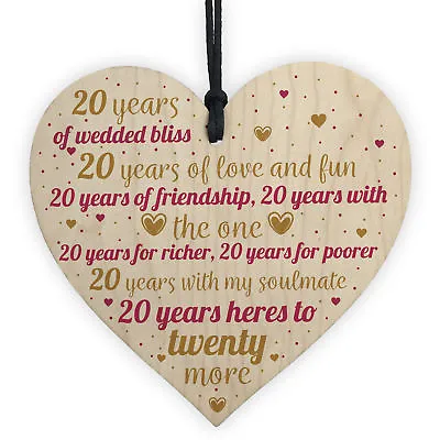 20th Wedding Anniversary 20 Years China Handmade Wood Heart First Wedding Gifts • £3.99