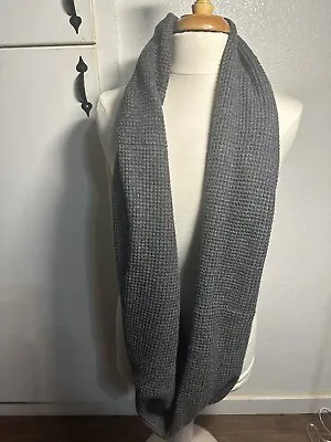 J.CREW Wool Blend Infinity Scarf 13.5  X 60” Waffle Knit Gray Solid NWOT • $13