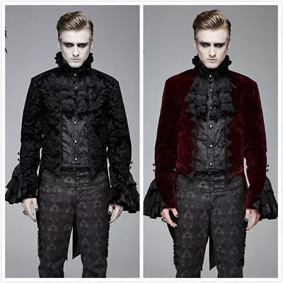 Devil Fashion Men's Black Vintage Gothic Victorian Tuxedo Party Jacquard Jacket • $123.35