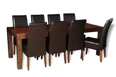 Solid Mango Wood Dakota 220cm Dining Table & 8 Madrid Chairs New Furniture • £1333.45