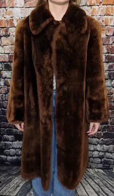 VTG 50s Laskin Mouton Genuine Dyed Lambskin Full-length Fur Shearling Swing Coat • $199.99