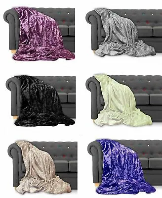 £6.99 • Buy Throw Over Bedspread Crushed Velvet New Sofa Or Bed Throw Or Cushion Cover 