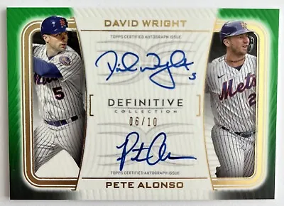 2023 Topps Definitive David Wright Pete Alonso Dual AUTOGRAPH #’d /10 Green Mets • $175