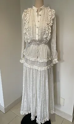 Zimmermann Pintuck Frill Dress - Cream - Size 1  - Sample • $250