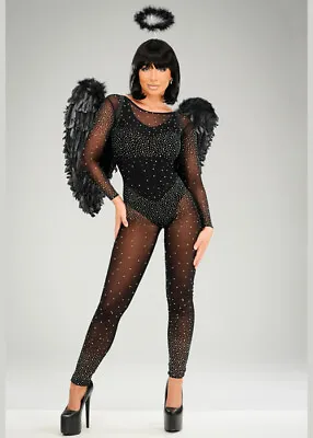 Womens Deluxe Gothic Black Fallen Angel Costume • £84.99