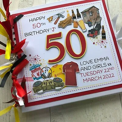 50th Birthday Gift For Men PERSONALISED GUEST BOOK 60th 70th 40th Custom Designs • £18.50