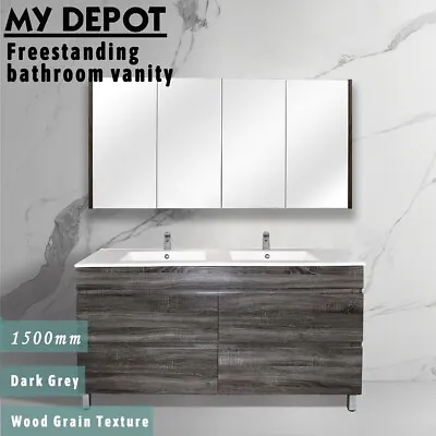 1500mm Freestanding Bathroom Vanity Dark Grey Cabinet 4 Drawers Qubist Vanity • $1071.75