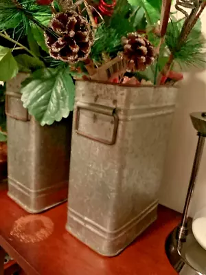 Rustic Tin Hanging Storage Bin Galvanized Metal Magazine Holder • $23