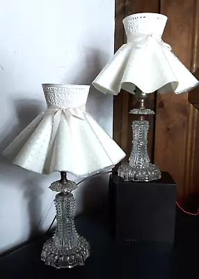 Vintage Clear Glass Hobnob Lamps- 1940s Set Of 2 (working) • $64.95