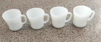 4 Vtg. Federal Heat Proof White Milk Glass Coffee/Tea Cups/Mugs D Handle • $16