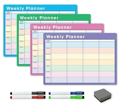 £9.95 • Buy Magnetic Weekly Planner, Fridge Calendar Whiteboard, Dry Wipe Memo Board Meals