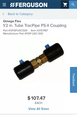 TracPipe PS-II 1/2  Underground Coupling OMEGAFLEX FGP-UGC-500 - NEW • $24.99