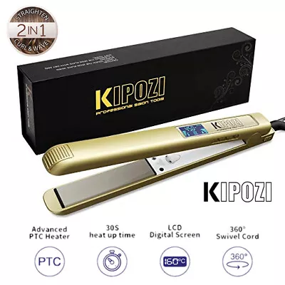 KIPOZI Pro Hair Straighteners 2 In 1 Flat Irons Digital LCD Display Women Curler • £31.99