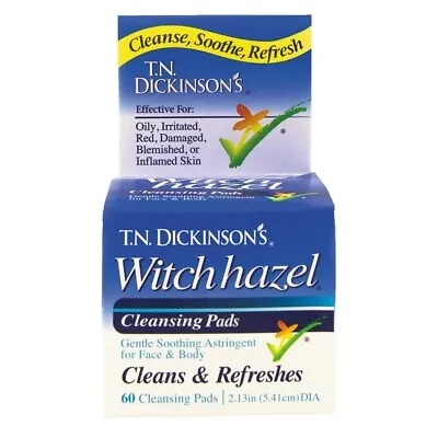 T.N. Dickinson's Witch Hazel Cleansing Pads 60 Count [NEW] • $6.39