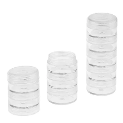 £6.65 • Buy 2x5 Small Stacking Bead Containers Clear Screw Top Make Up Storage Organizer Box