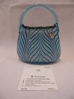 $244.99 • Buy 2004 Fenton Glass Connoisseur Collection Celeste Blue Purse 5035 K8 Dave Fetty