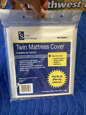 Simply Self Storage:  Clear  Plastic Twin Mattress Bag #ob-9000pt 39x14x91  (00) • $10