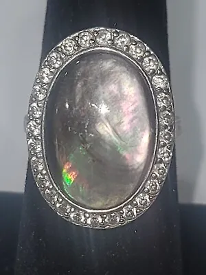 Sterling Silver Cz Abalone Ring Size 7 Made In Thailand • $60